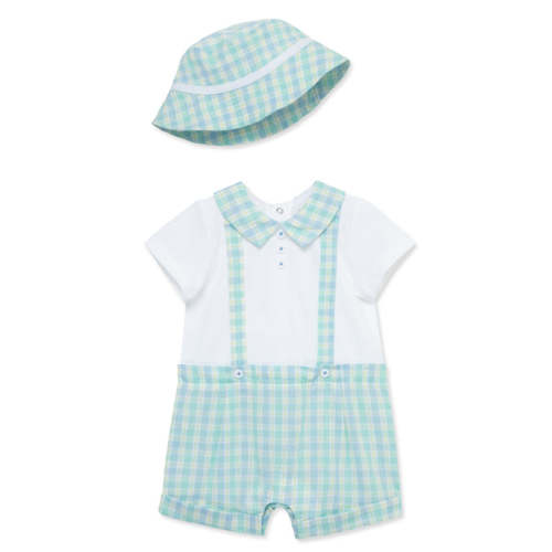 Golf Day Plaid Romper & Hat Set - Little Me
