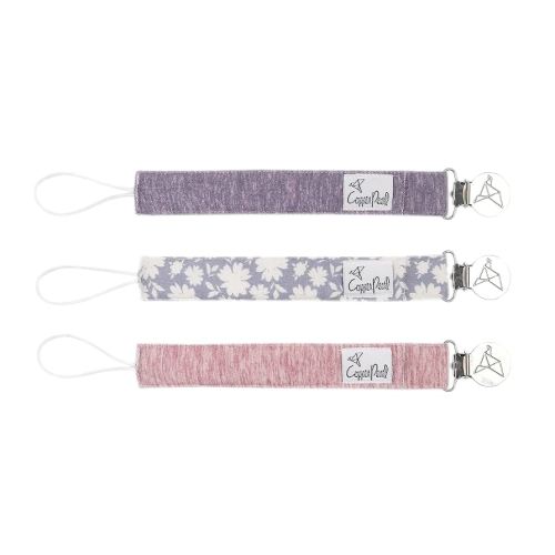 Copper Pearl Pacifier Clip 3-Pack: Premium Knit Binky Clips for Baby Girls and Boys - Stylish Stainless Steel Pacifier Holder Clip - Baby Pacifier Clips for No More Floor Drops - Lacie