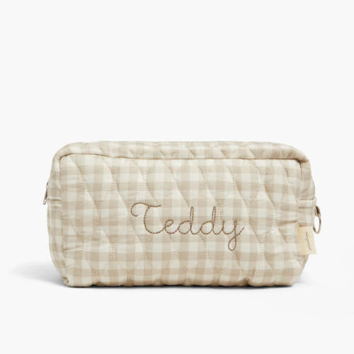 Toiletry Pouch - Beige Gingham | Gooselings