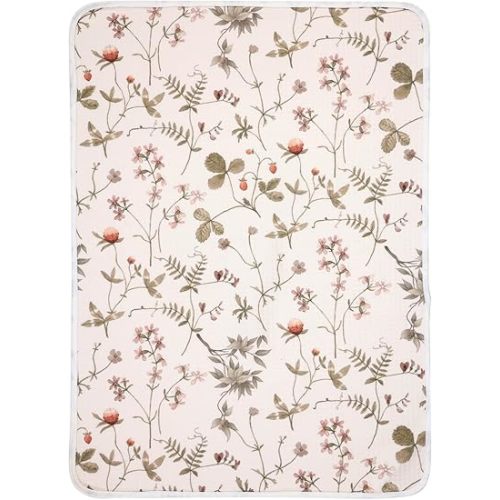 haakaa Waterproof Changing Pad Liners, 100% Cotton, Soft & Breathable (1pc, 19.5" x 27.5" Vintage Garden)