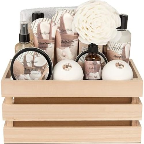 Juego completo de regalo de spa, cesta de baño de 15 piezas de alta calidad con lavado, burbujas, loción, sales, exfoliante corporal, toalla, soplo de ducha, bombas de baño, cesta