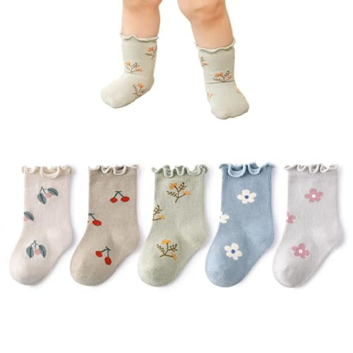 Elaowoho Baby Toddler Girls Ruffle Socks Little Girl Frilly Dress Socks for Newborn Infant Crew Cotton