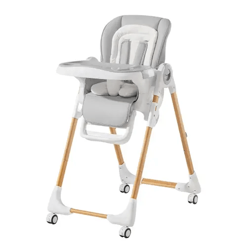 Convertible High Chairs for Babies and Toddlers, Height Adjustable Baby High Chair, High Chair with Removable Tray, Adjustable Backrest and Pedal, Portable Baby Dinning Chair with Lockable Wheels
