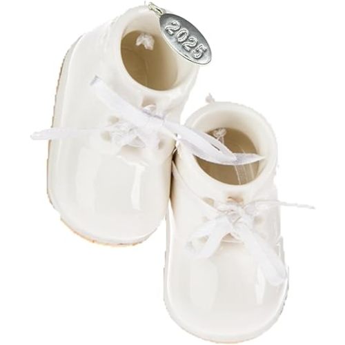 Ivory Baby Shoe Ornament Babys First Christmas Boy or Girl Ornament Cream Porcelain Baby Booties, Can Be Personalized, with Gift Box (2025)