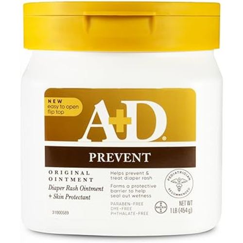 A+D Original Diaper Rash Ointment - Prevents & Protects Diaper Rash - Moisturizing Skin Protectant With Vitamins A & D - Healing Skin Ointment for Dry and Cracked Skin - 16oz