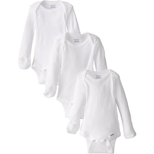 Gerber unisex-baby Multi-pack Long-sleeve Onesies Bodysuit Mitten Cuff Sizesinfant-and-toddler-bodysuits - 0-3 Months - 3-pack Mitten Cuff