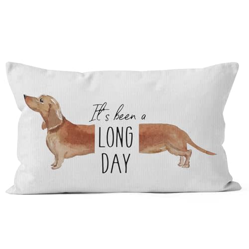 HIWX It's Been A Long Day Pet Dog Dachshund Decorative Pillowcase Throw Pillow Cover, Funny Dachshund Dog Quote for Sofa Bed Room Home Couch Decor 12 x 20 Inch Pillow Case