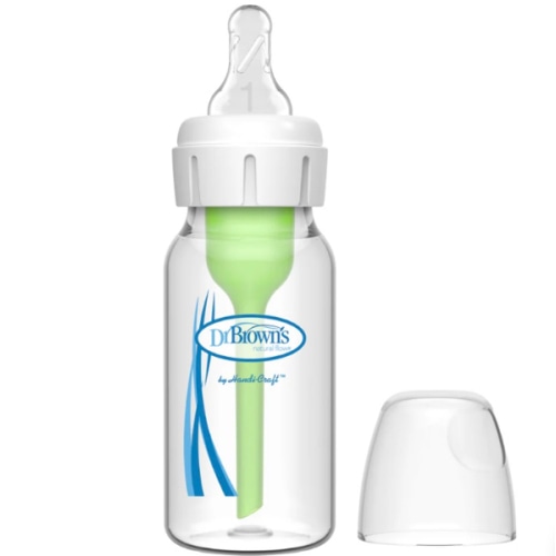 4oz Glass - Dr. Brown’s Natural Flow® Anti-Colic Options+™ Narrow Glass Baby Bottle, with Level 1 Slow Flow Nipple