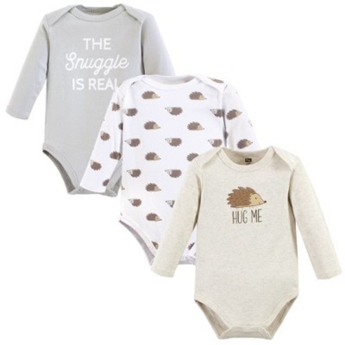 Hudson Baby Cotton Long-Sleeve Bodysuits, Hedgehog, 6-9 Months