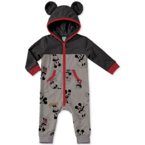 Baby Boys Mickey Mouse Fleece Hooded Coverall