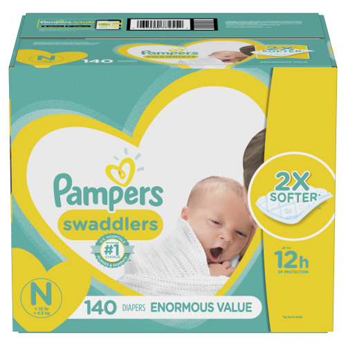 Pampers Swaddlers Newborn Diapers, 140 Count - Superior Leak Protection, Hypoallergenic, with Wetness Indicator
