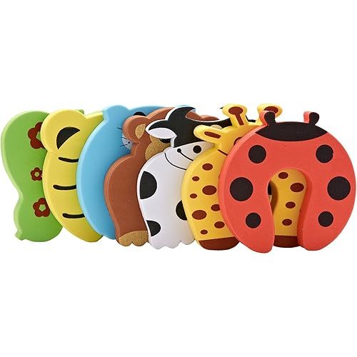 Door Stopper Finger Pinch Guard Set of 7, JamHooDirect Children Safety Colorful Cartoon Animal Foam Door Stop Cushion for Baby/Children Safe