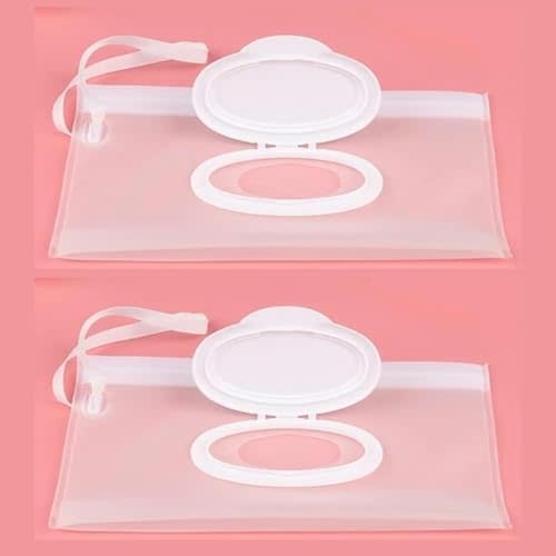 2Pcs White Wipe Cas, Travel Holder Keeps Wipes Moist Set of Wet Diaper Wipes Holders Cases Portable Travel On The Go Refillable Dispenser Container Waterproof and Dustproof, Wipe Holder for Diaper