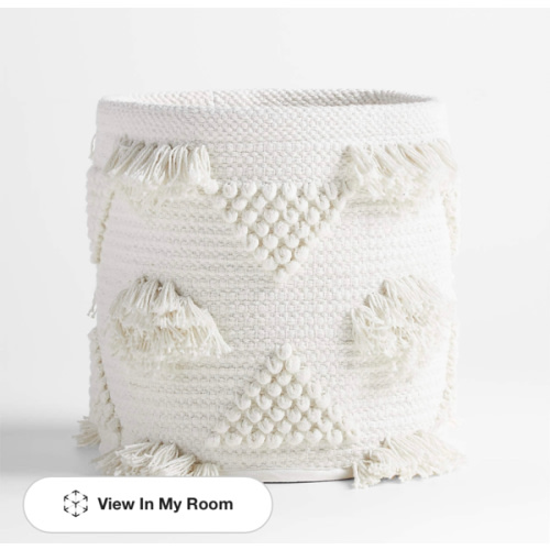 Dottie White Woven Macramé Kids Small Storage Bin