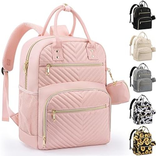 Diaper Bag Backpack,Baby Essentials Diapers Bag with Pacifier Case,Multipurpose Stylish Large Capacity Travel Backpack for Baby Girl/Boy(M-Pink)