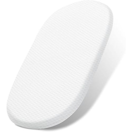 Lisara Baby Bassinet Mattress, 29" x 18" Dual Sided Gel Memory Foam Mattress with Waterproof, Removable and Breathable Ice Silk Cover, Fit for 4moms MamaRoo Sleep Bassinet