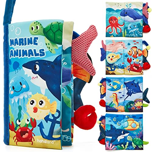 hahaland Baby Books 0-6 Months,Infant Tummy Time Toy High Contrast Sensory Baby Toys 6 to 12 Months Touch Feel Book Baby Gifts for Boy Girl 0-3 Months Book Early Learning Toy