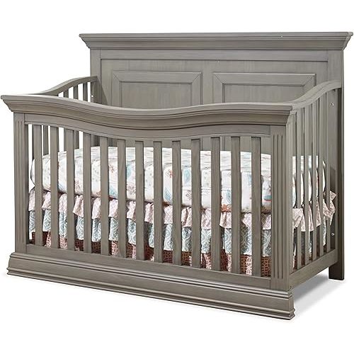 Sorelle Furniture Paxton Crib, Classic 4-In-1 Convertible Crib, Made of Wood, Non-Toxic Finish, Wooden Baby Bed, Toddler Bed, Child’s Daybed and Full-Size Bed, Nursery Furniture - Heritage Grey
