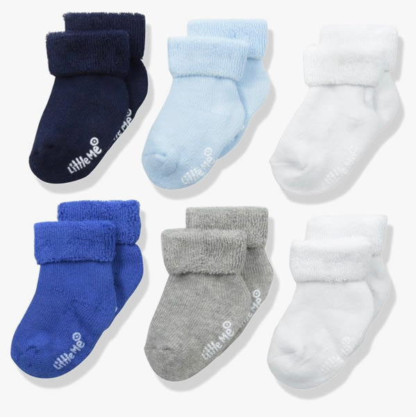 Little Me Baby Boys' Think Cotton Turn Cuff Socks