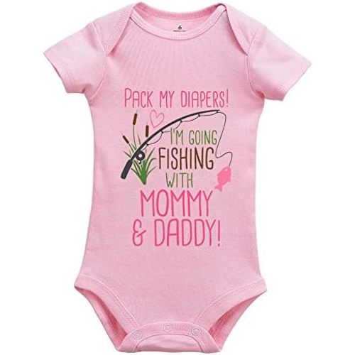 Pack My Diapers Im Going Fishing with Mommy and Daddy Baby Newborn Organic Bodysuit