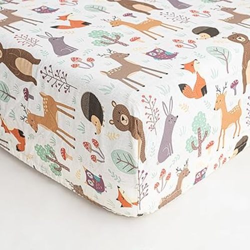 Fitted Crib Sheets,Organic Sheet Set for Toddler Mattress, Turkish Cotton Mini Crib Sheets Set for Crib Mattress,1 Fitted Sheet (28"x52") for Baby Crib (Multicolor)