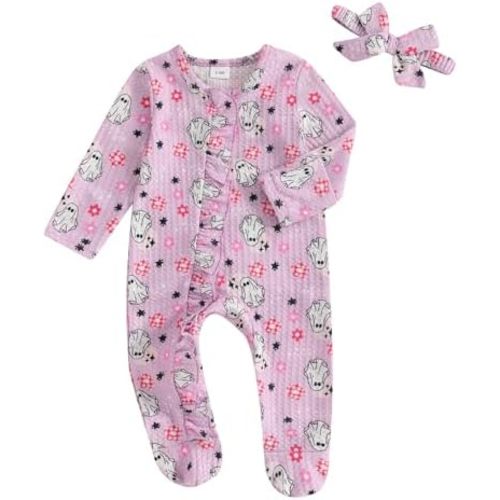 Newborn Baby Girl Fall Winter Outfits Clothes Knit Jumpsuit Ruffle Romper Newborn Coming Home Outfit for Baby Girl