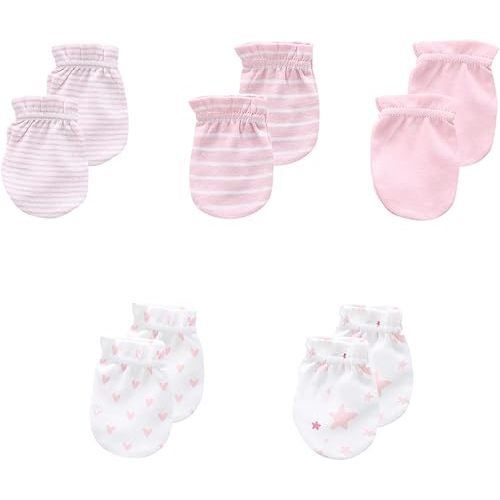 5 Pack Unisex New Born Boy Girls No Scratch Mittens Cotton Soft Baby Gloves Accessory 0-3 Months Baby Essentials