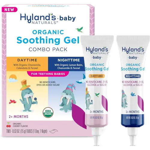 Hyland's Baby Organic Day and Night Soothing Gel Combo Pack, Cooling Gel for Oral Discomfort, Easy-to-Apply, Ages 2 Months and Up, 1.06 Ounce (2 Tubes of 0.53 oz.)