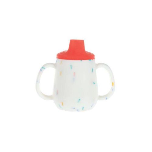 Nuby 2oz 2 Handle Silicone Cup With Spout Lid - Confetti Neutral