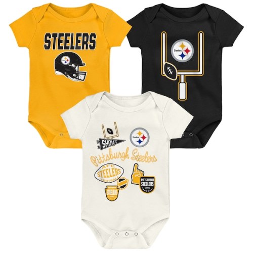 Infant & Newborn Pittsburgh Steelers  Outerstuff Littlest Player Three-Piece Bodysuit Set
