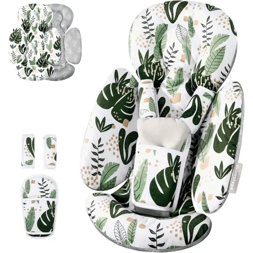 Mamatepe Infant Car Seat Insert, Baby Seat Head and Body Support for Newborn, Soft Breathable, Reversible Design, Fits for Stroller, Baby Swing, Rocker, Bassinets, Pushchair, Green