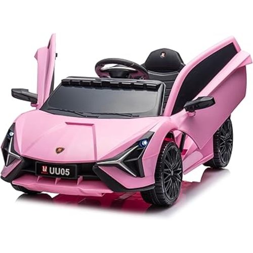 Ride on Car for Kids, 12V Electric Sports Car with Parent Remote Control,Battery Powered,Music (Light Pink)