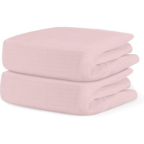 Newton Baby Organic Fitted Crib Sheets (2-Pack) - Ultra Breathable and Soft, 100% Organic Muslin Cotton, Sunrise Pink, Fits All Standard Cribs