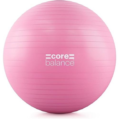 Core Balance Exercise Ball, Stability Ball for Yoga, Pilates and Fitness, Gym Ball for Home Gym and Office Chair, Training, Physical Therapy, Anti Burst, Pump Included, 55cm 65cm 75cm 85cm