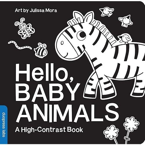 Hello, Baby Animals: A Black-and-White Board Book for Babies That Helps Visual Development (High-Contrast Books) Board book – Illustrated, September 13, 2016