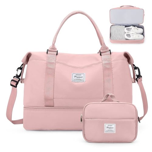 Weekender Bags for Women,Personal Item Travel Bag with Shoes Compartment,Overnight Travel Duffel Bag with Toiletry Bag