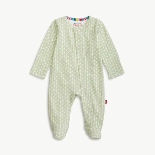 green cable leaf organic cotton magnetic parent favorite footie – Magnetic Me