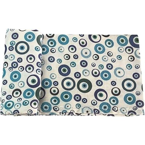 Evil Eye Muslin Swaddle Blanket I Newborn Receiving Blanket Organic Cotton Baby Wrap I Babyshower Gifts
