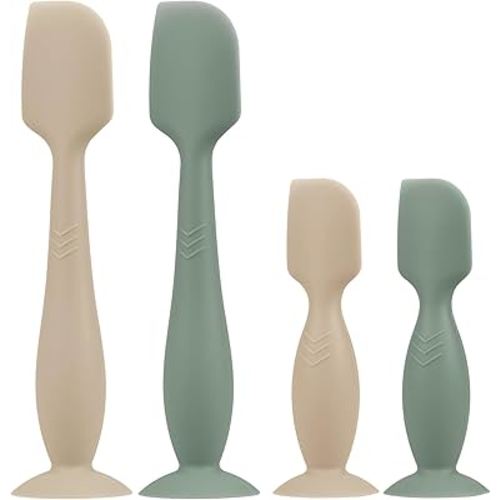 Baby Butt Paste Spatula - 4 Pack Diaper Cream Spatula Applicator Silicone Baby Butt Paste Spatula for Babies, Newborn, 2 x Large Size, 2 x Small Size (Sage/Natural)