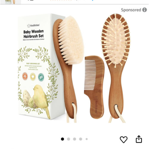 Baby Hair Brush and Comb Set for Newborn - Wooden Baby Hair Brush Set with Soft Goat Bristle, Baby Brush Set for Newborns,Baby Brush and Comb Set Girl, Boy,Toddler Cradle Cap Brush (Oval, Dark Walnut)