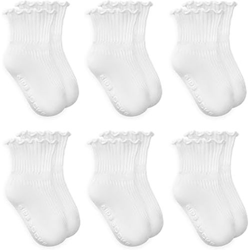 Zando Baby Girl Socks Toddler Ruffle Socks Infant Newborn Cotton Non Slip Socks with Grips Frilly Dress Socks for Girls