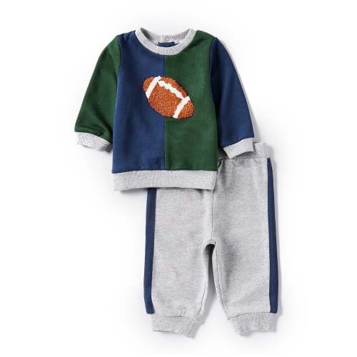 Little Me Baby Boys 3-12 Months Long Sleeve Colorblock Football Sweatshirt & Racing Stripe Jogger Pant Set
