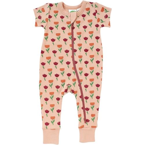 PARADE Organic Signature Print '2-Way' Zip Romper Short Sleeve