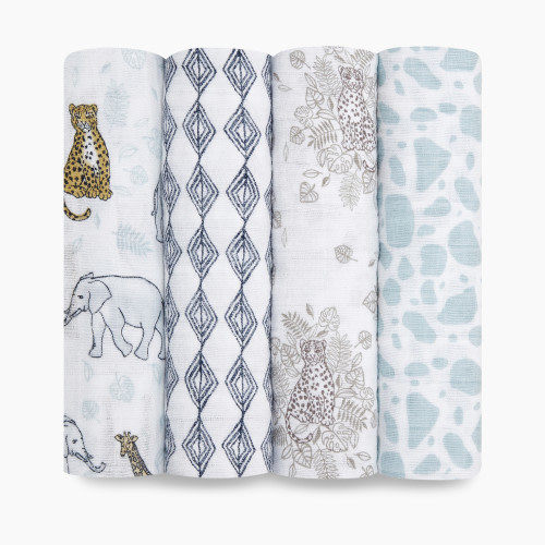 Aden + Anais Cotton Muslin Swaddle 4-Pack - Jungle
