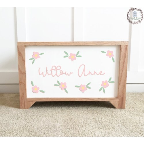 Daisy with Name Toy Box/Lid - Personalized Wood Toy Box - Handcrafted Wood Toy Chest - Toy Storage Box for Kids