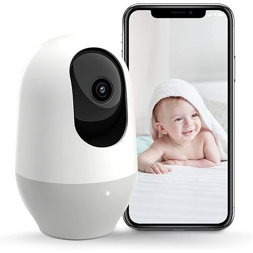 nooie Baby Monitor, WiFi Pet Camera Indoor, 360-degree IP Camera, 1080P Home Security Camera, Motion Tracking, Super IR Night Vision, Compatible with Alexa, Two-Way Audio, Motion & Sound Detection