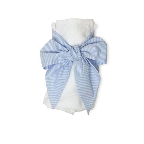 Bow Swaddle ® - Breakers Blue Seersucker