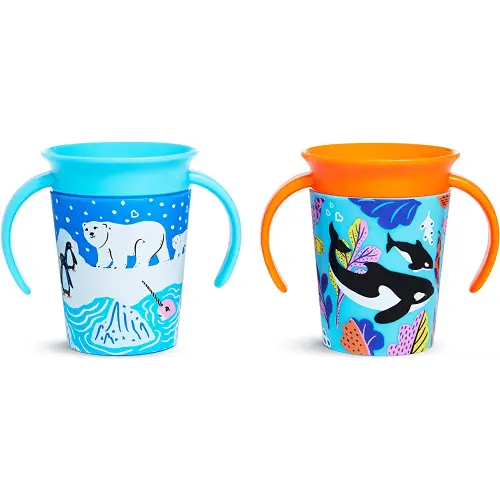 Munchkin® Miracle® 360 Wildlove Sippy Cup, 6 Oz, 2 Pack, Orca/Polar Bear