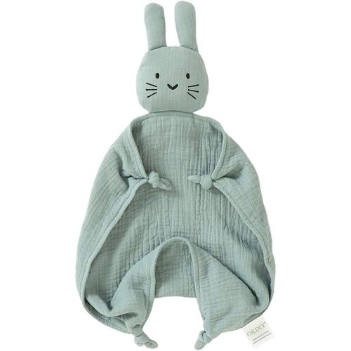 Organic Cotton Bunny Loveys for Babies,Newborn Baby Lovey Security Blanket,Lovies for Babies New Born Baby Unique Neutral Gifts Boys and Girls (Bunny-Green)