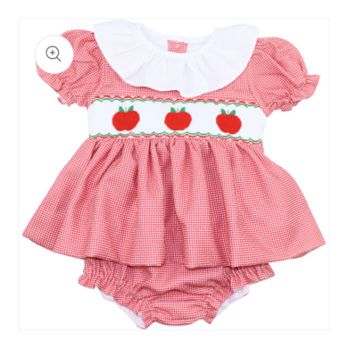 Red Gingham Smocked Apple Diaper Set – Cecil & Lou